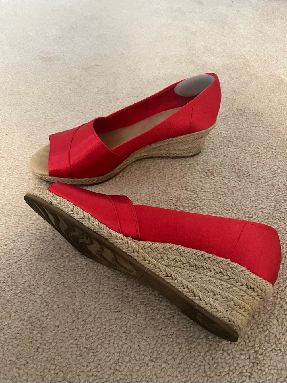 easy street Red Open-Toe Wedge Sandals